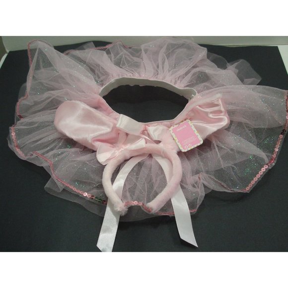 Easter Girls Pink Tutu & Bunny Ears Headband Set Halloween Costume Dress Up - Picture 2 of 5
